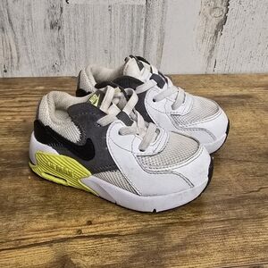 Nike Kids Toddler Air Max Sneakers  White, Black, and Neon Yellow Size 6